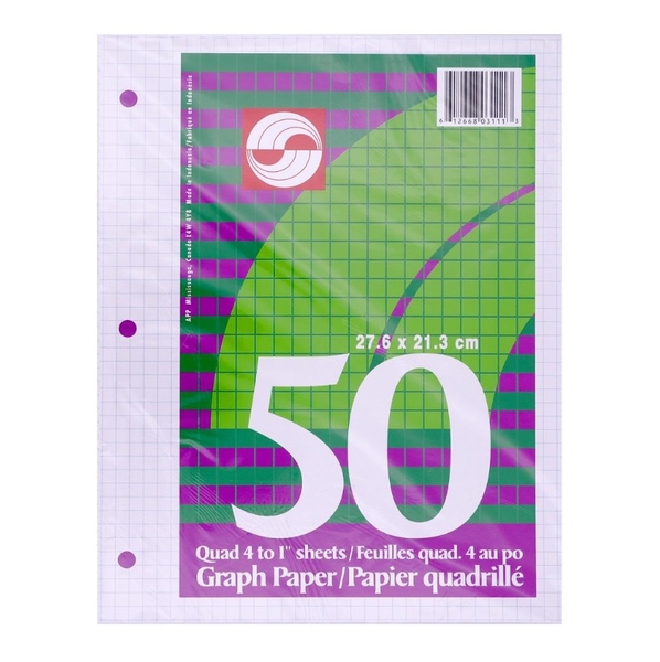 [3111] Loose leaf sheets, quadruled 4 squares/inch (Graph) (Pkg 50)