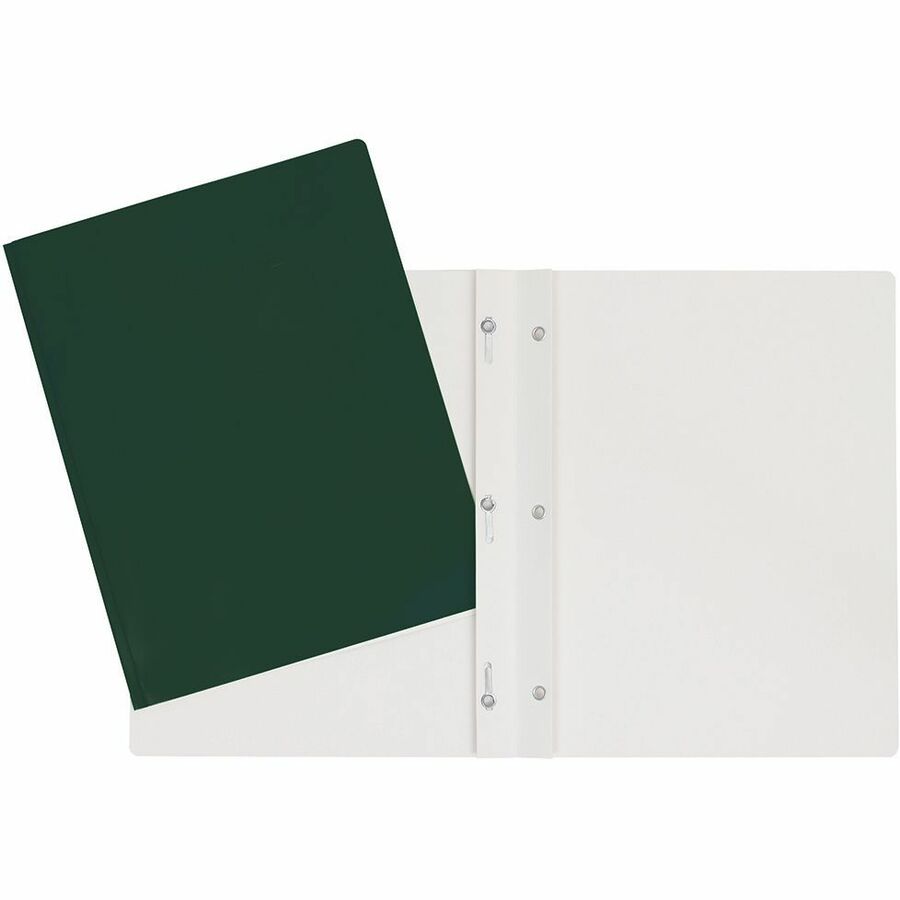 Laminated Cardboard Duo-tang with Fasteners, Dark Green