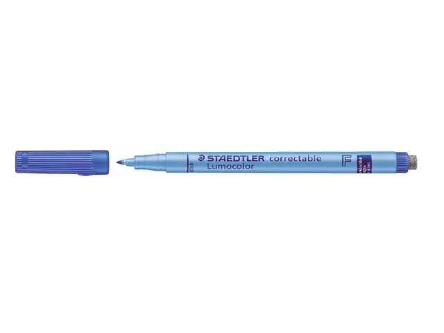 Lumocolor Dry Erase Marker with eraser, Fine, Blue