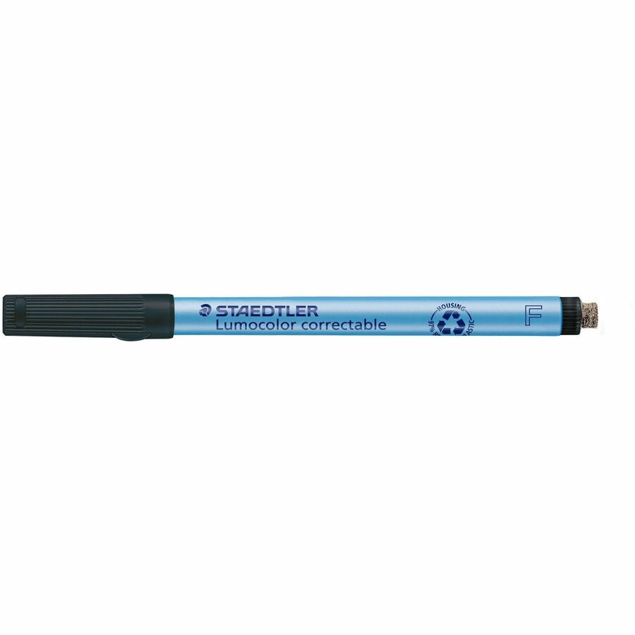 Lumocolor Dry Erase Marker, with eraser, Fine, Black