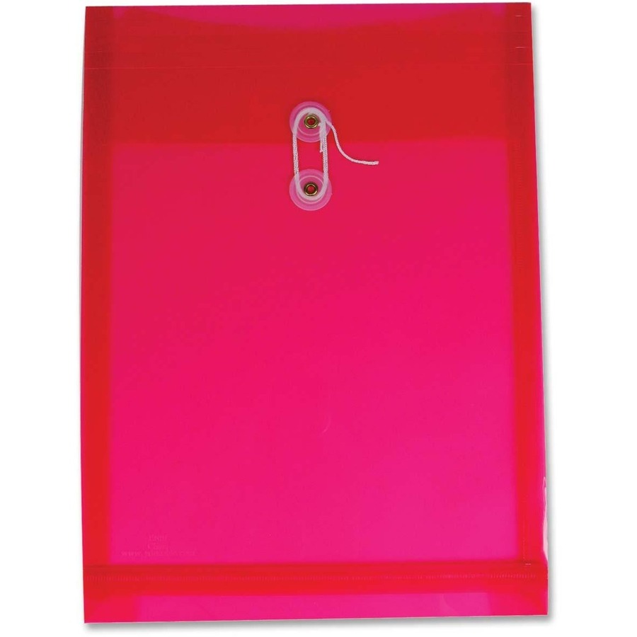 [115295] Translucent Plastic Envelope, String Tie, Red