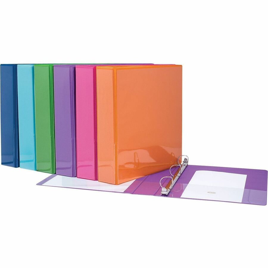 [132142] Binder with inside and outside sleeves, D rings,, 3.81 cm (1.5"), Ass. Col.