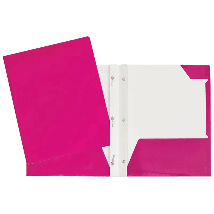 Duo-tang Carton Laminé, attaches et pochettes, Rose