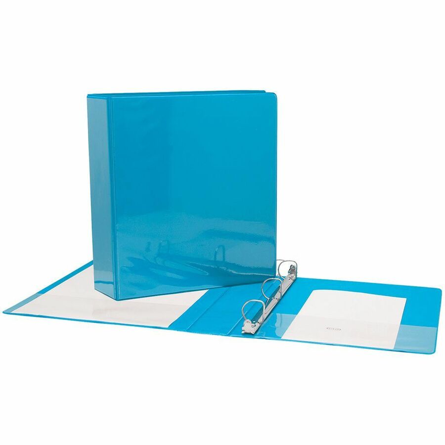 Binder with inside and outside sleeves, D rings, 3.81 cm (1.5"), Light Blue