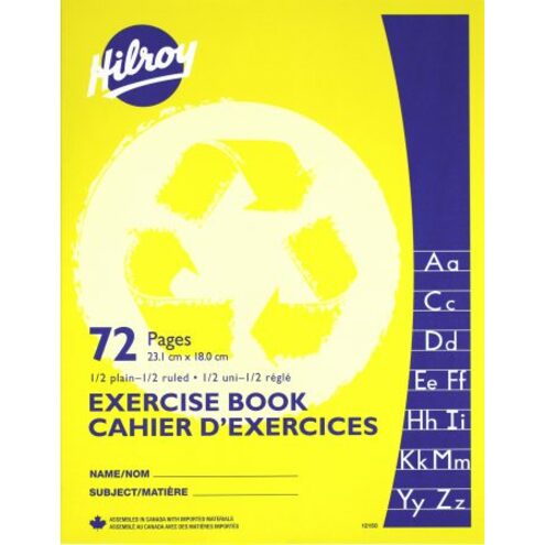 Cahier d'exercices 1/2 Uni - 1/2 Ligné (12-150), 72 pages, Jaune