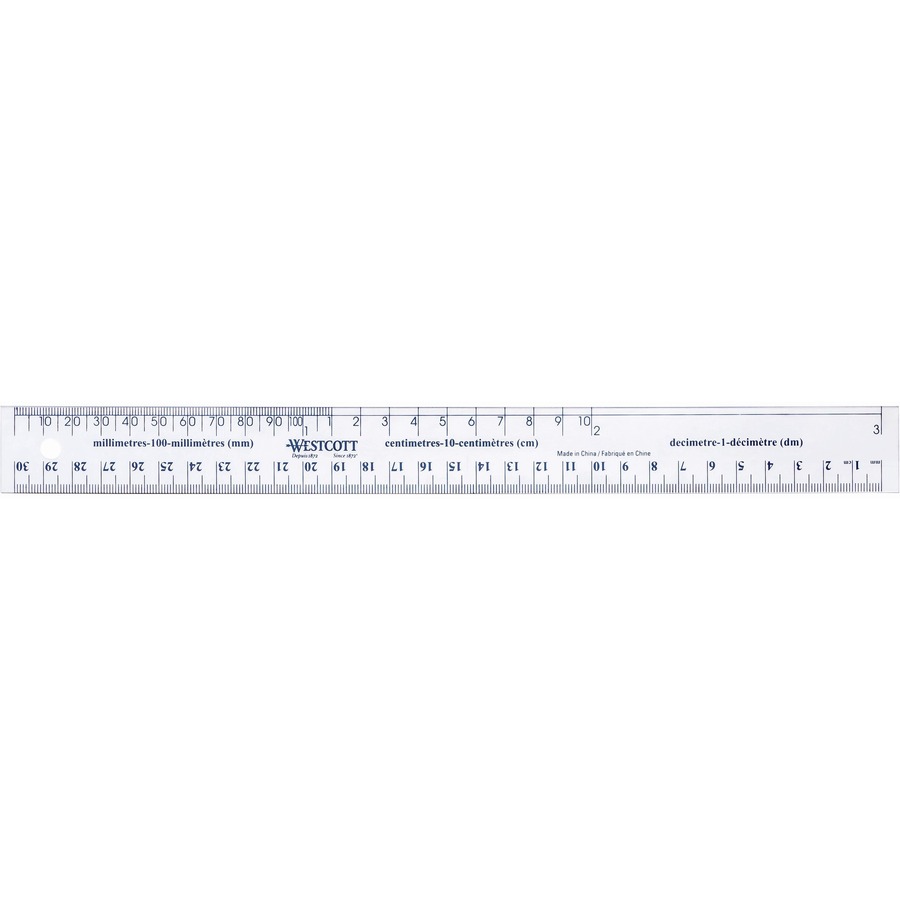 Westcott Clear Flexible Plastic Ruler, 30 cm