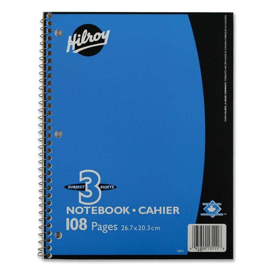 [257220] Spiral Notebook, 3 subjects, 108 pages
