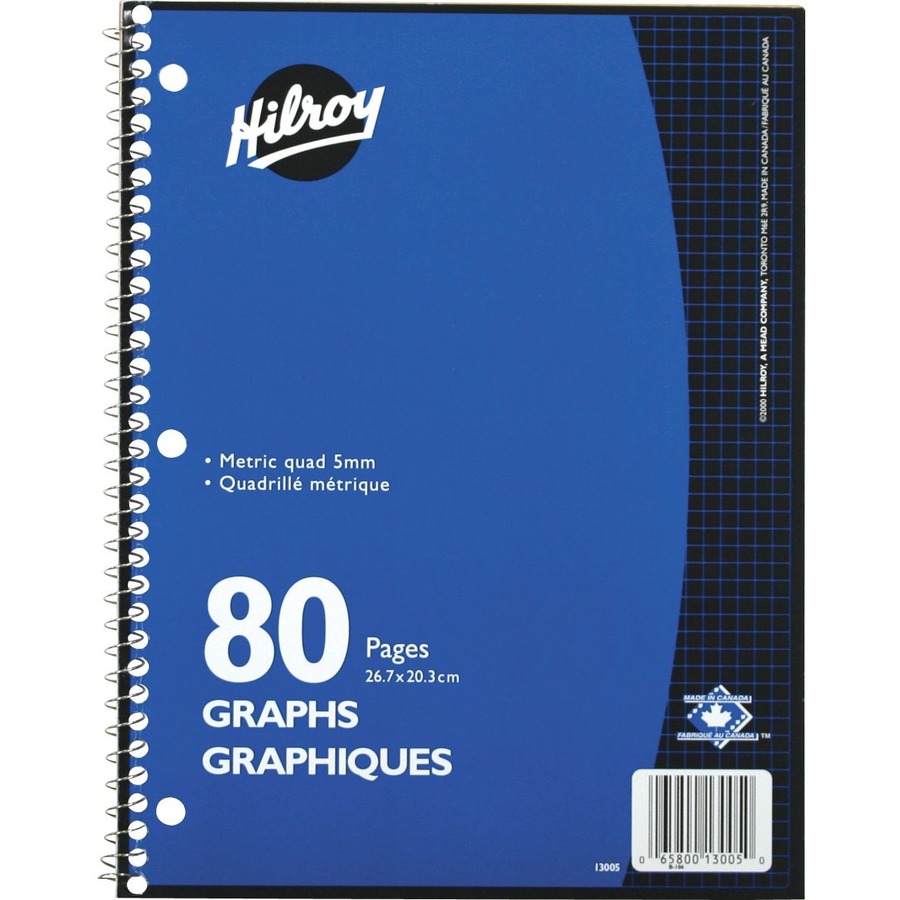Cahier à reliure spirale, Quadrillé 5 mm, 80 pages