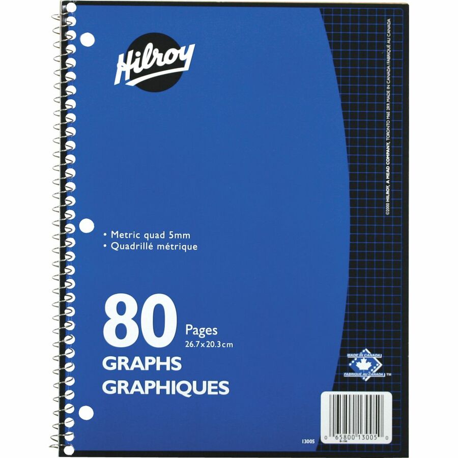 Spiral Notebook, Quadruled 5 mm, 80 pages