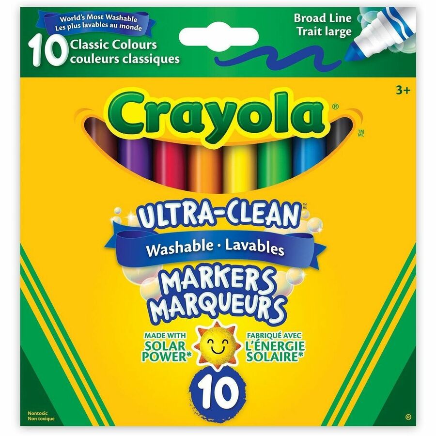 Crayola Washable Markers, Thick Tip, Classic Col. (Box of 10)