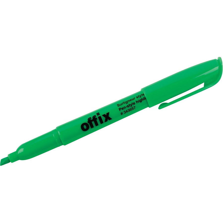 Surligneur Offix Vert, Pointe biseautée fine