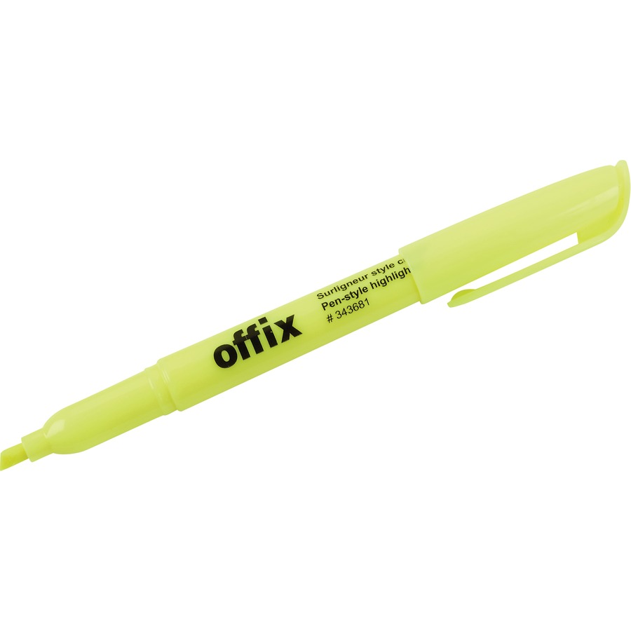 Surligneur Offix jaune, Pointe biseautée fine