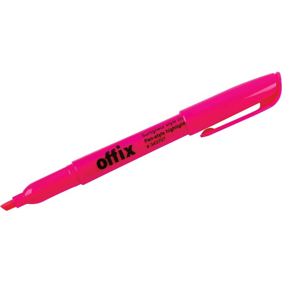 Surligneur Offix Rose, Pointe biseautée fine