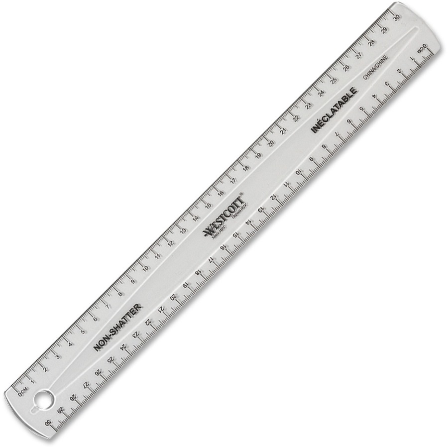 Règle en plastique rigide, Transparente, 30 cm