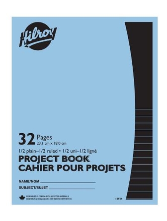 [473488] Project Notebook (12-924), 32 P., 1/2 Plain - 1/2 Lined, Blue
