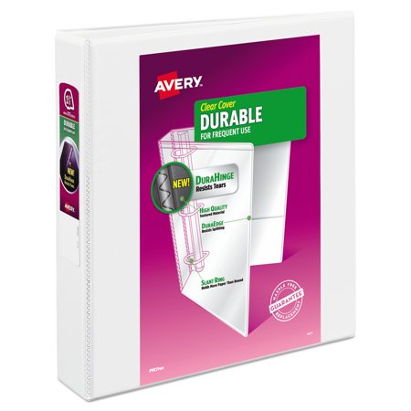 [561092] Binder Avery Durable View, D Rings with inside and outside pockets, 1-1/2", White