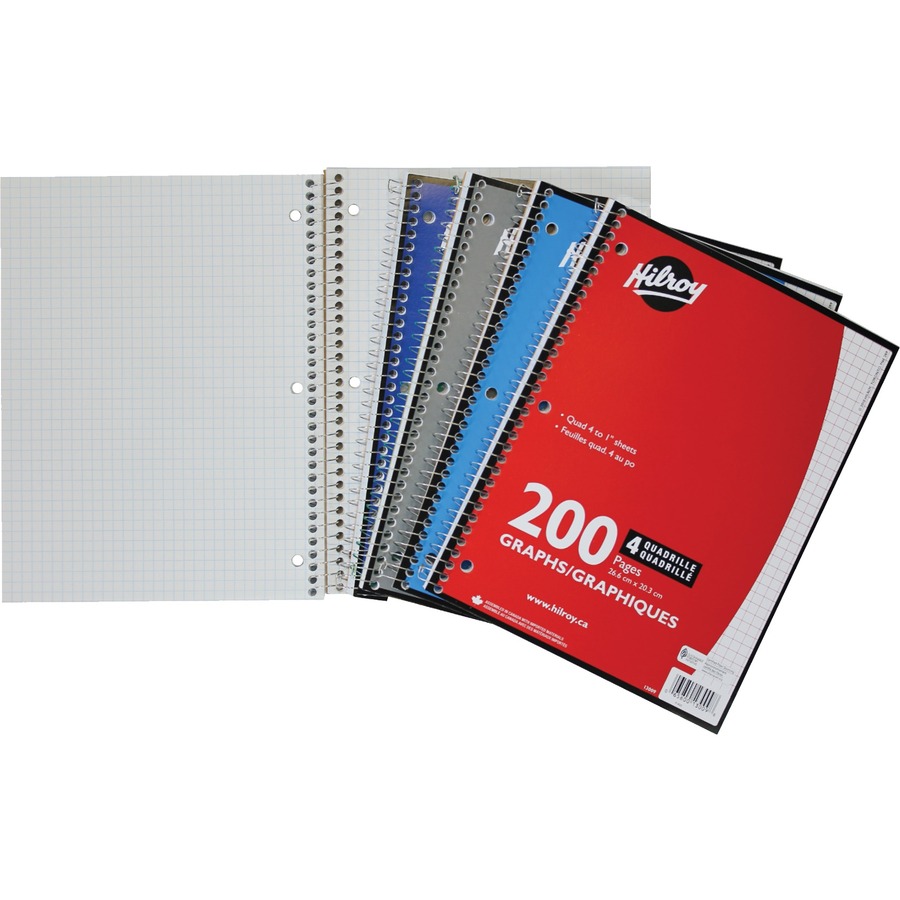 Spiral Notebook, Quadruled, 1 subject, 200 pages