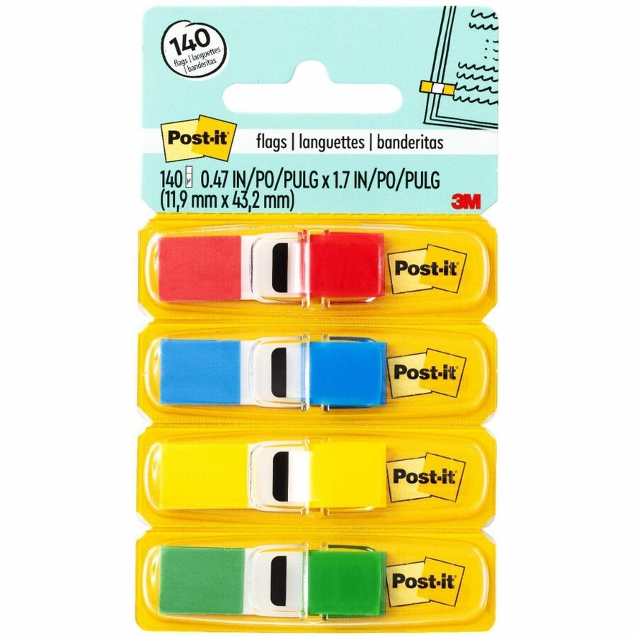 Languettes Post-It, 4 couleurs (Pqt de 140)