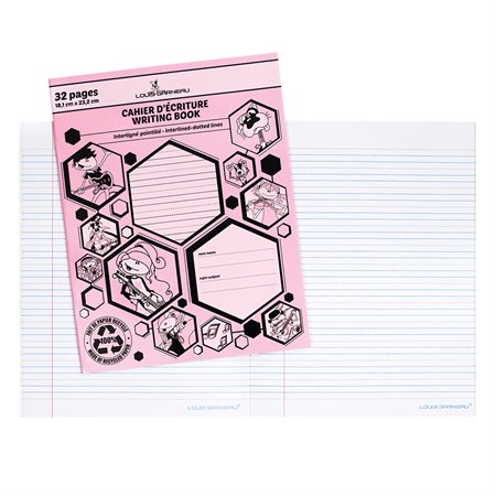 Louis Garneau Writing Book, Interlined & Dotted (LG10) Pink