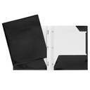 Laminated Cardboard Duo-tang with Fasteners and Pockets, Black