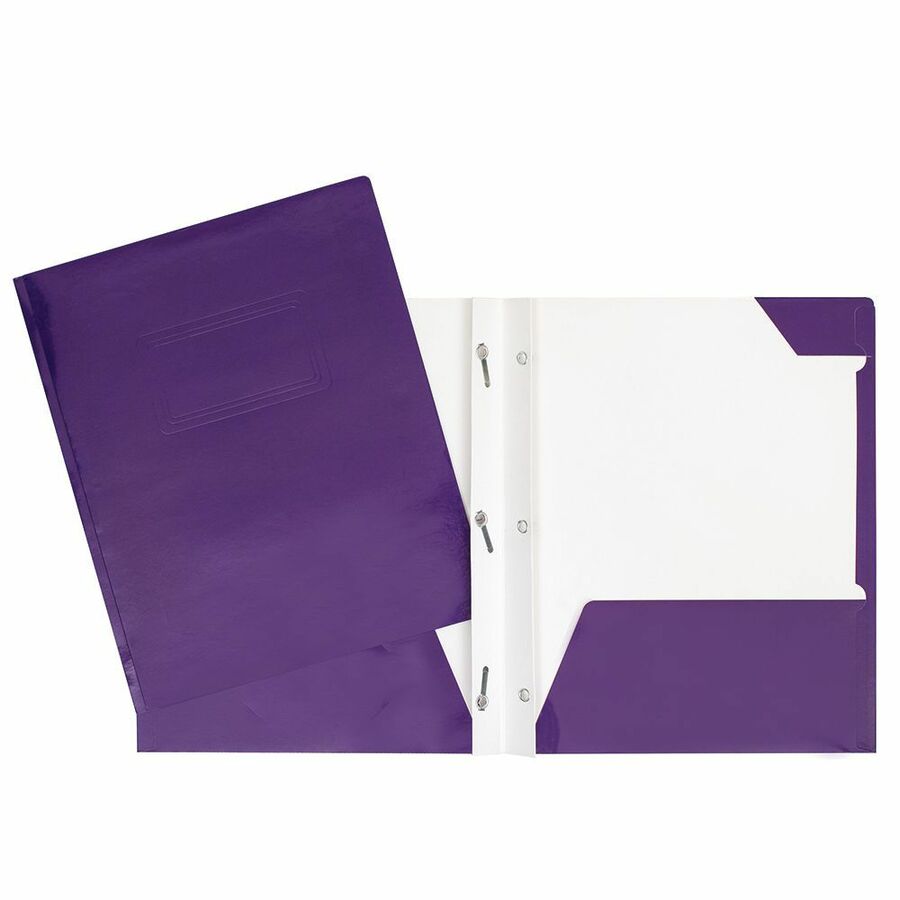 Duo-tang Carton Laminé, attaches et pochettes, Mauve