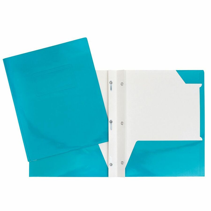 Duo-tang Carton Laminé, attaches et pochettes, Turquoise
