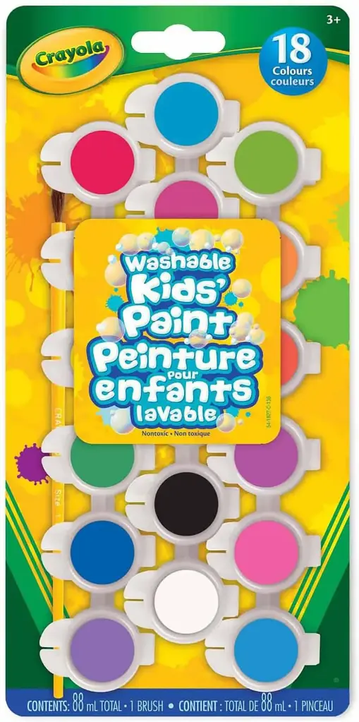 [763003] Peinture lavable pour enfants Crayola (ensemble de 18 pots)