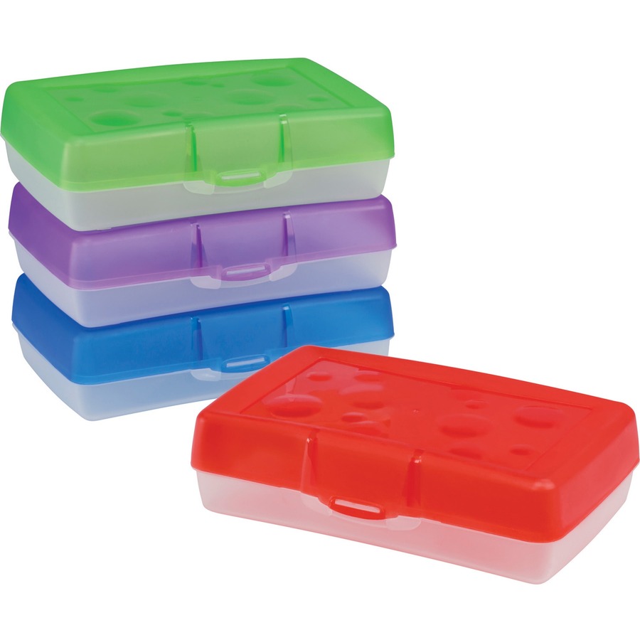 [781724] Boîte à crayons en plastique, 8,4 x 5,6 x 2,5", coul. ass.