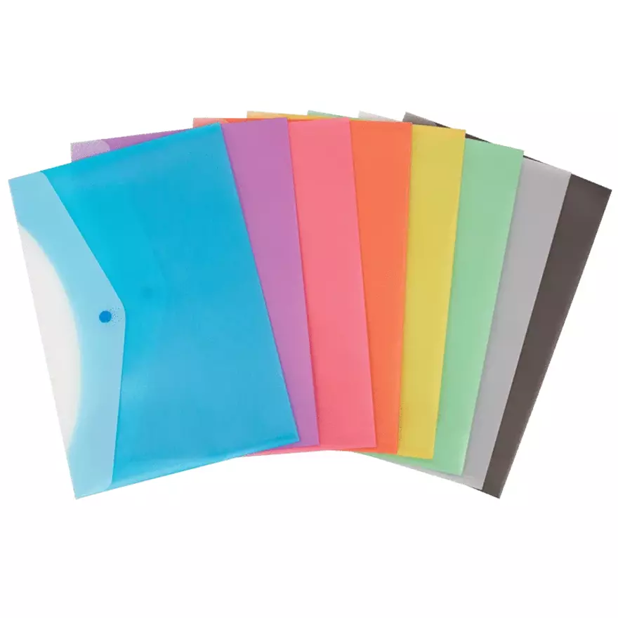 Frosted Plastic Envelope, 2 Pockets, Ass. Col.