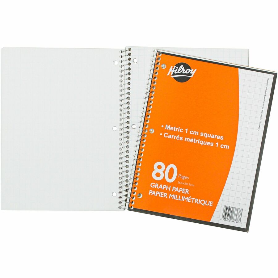 [800581] Hilroy Spiral Graph Notebook, 1 cm square, 80 pages