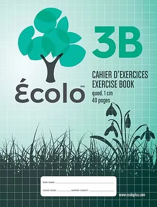 Cahier Écolo #3B, Quadrillé 1 cm, 3 trous, 80 pages