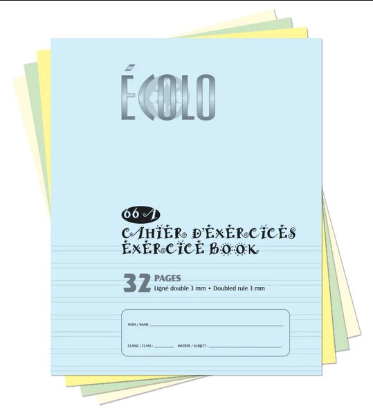 [EC66A] Cahier de projet Écolo #66A, 1/2 interligné - 1/2 blanc, 23.2 x 18.1 cm, 32 pages