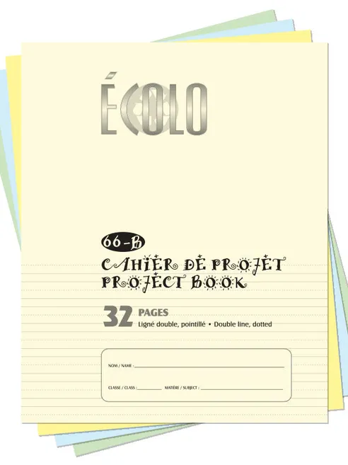 [EC66B] Écolo Project Book #66B, small, 32 pages, Double Lined and Dotted