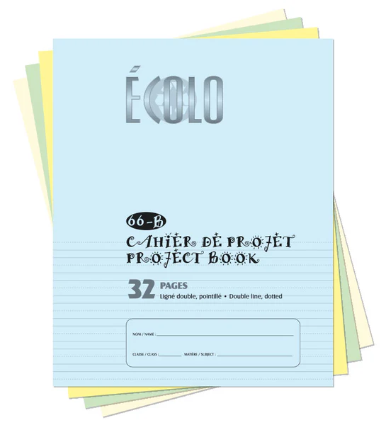 [EC66B-B] Ecolo Project Book #66B, Interlined and Dotted, small (32 pages), Blue
