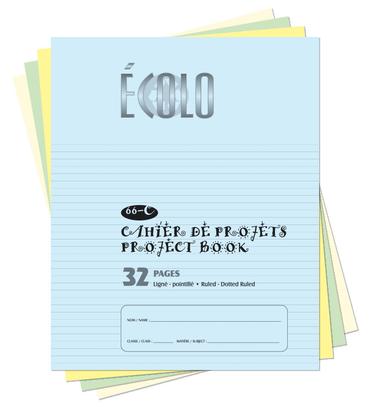 [EC66C] Cahier de projet Écolo #66C, 1/3 blanc, 2/3 interligné-pointillé, 32 pages