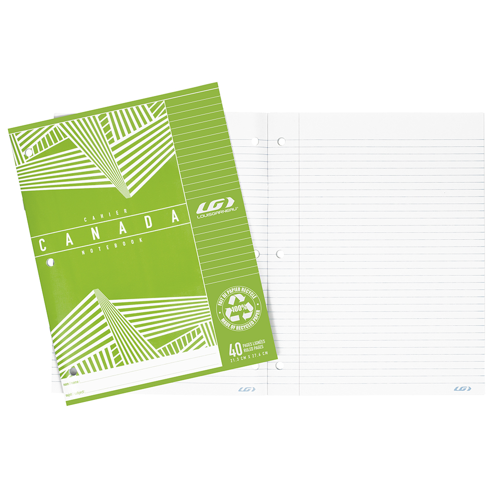 Louis Garneau Notebook, Lined, 40 pages, Green