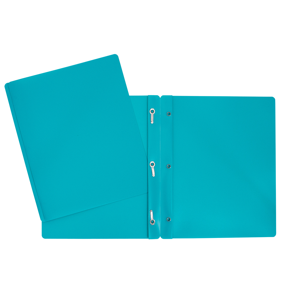 Hard Plastic Duo-tang with Fasteners, Turquoise
