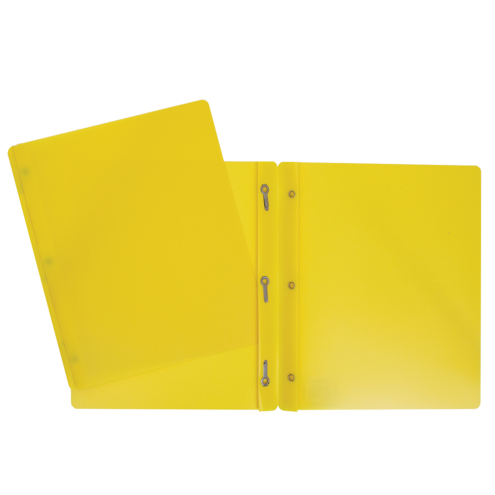 Duo-tang Plastique rigide avec attaches, Jaune
