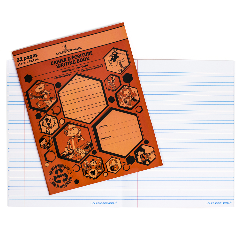 [LG25OR] Louis Garneau Writing Book, Interlined large spacing, Orange