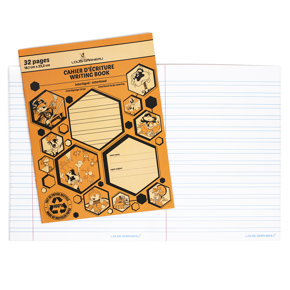 [LG25YE] Louis Garneau Writing Book, Interlined large spacing, Yellow