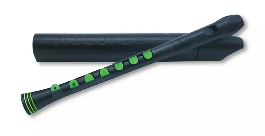 Flûte à bec Nuvo avec étui, doigté allemand, Noir/Vert