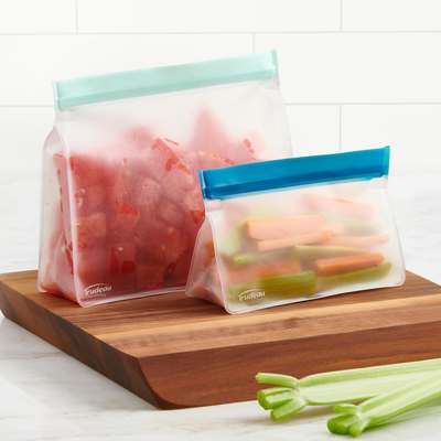 Set of 2 reusable Eco Leak-proof Bags, Blue/Clear 