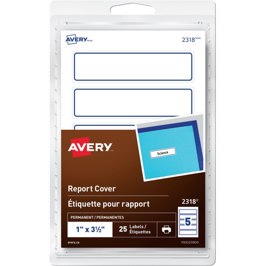 [594556] Étiquettes autoadhésives pour couverture de présentation, 1 x 3-1/2 po (pqt de 25)