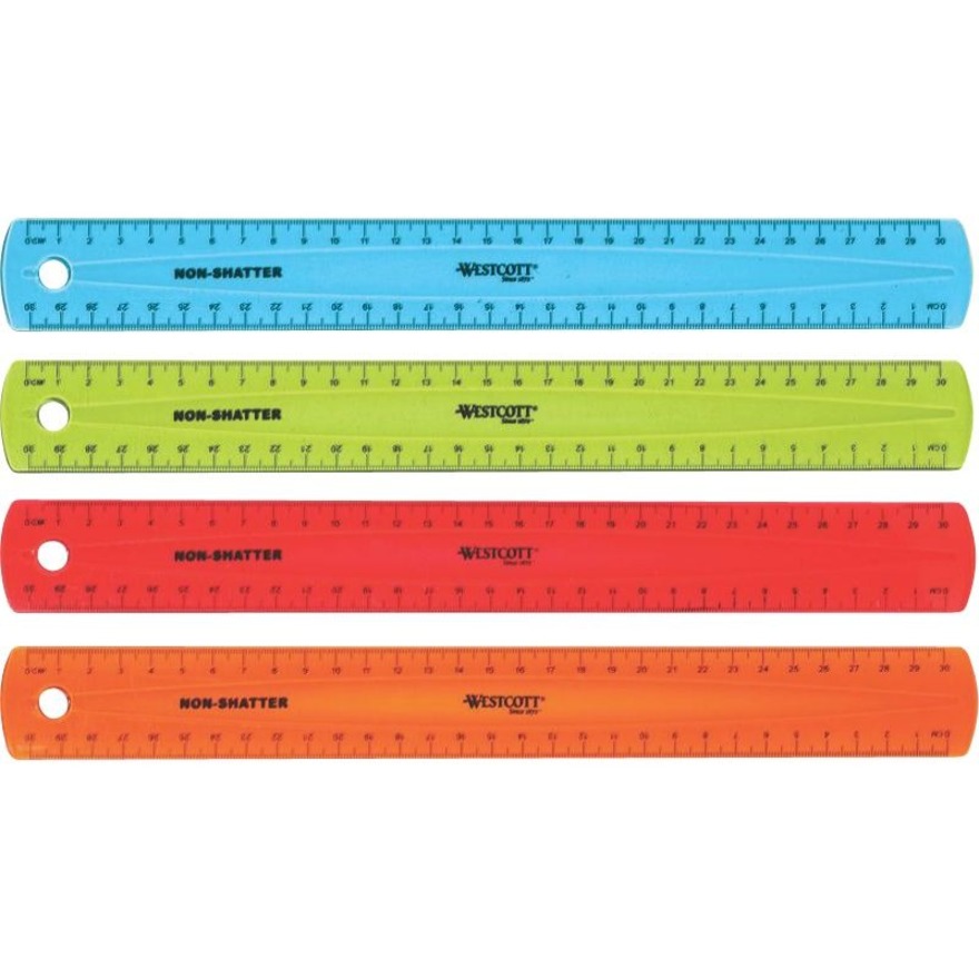 Règle inéclatable Westcott, 30 cm, coul. ass. 