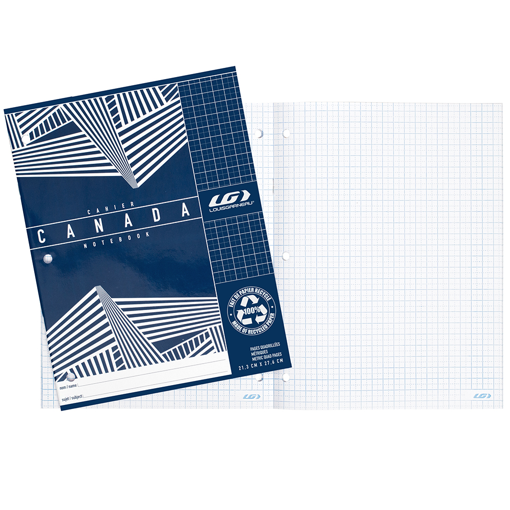 [GEO10] Cahier quadrillé métrique Louis Garneau, 40 pages (#40412325), Bleu