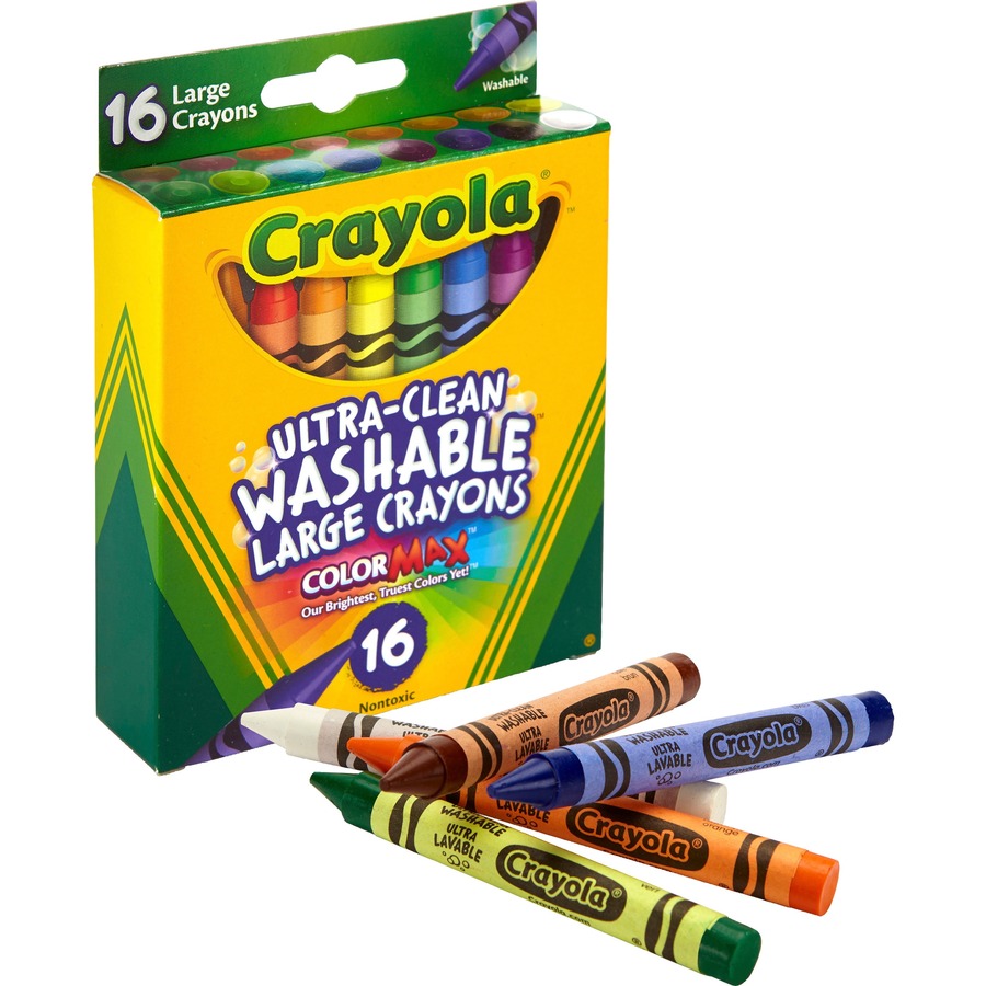 [833097] Crayons de cire Crayola lavables, Larges (Boîte de 16)