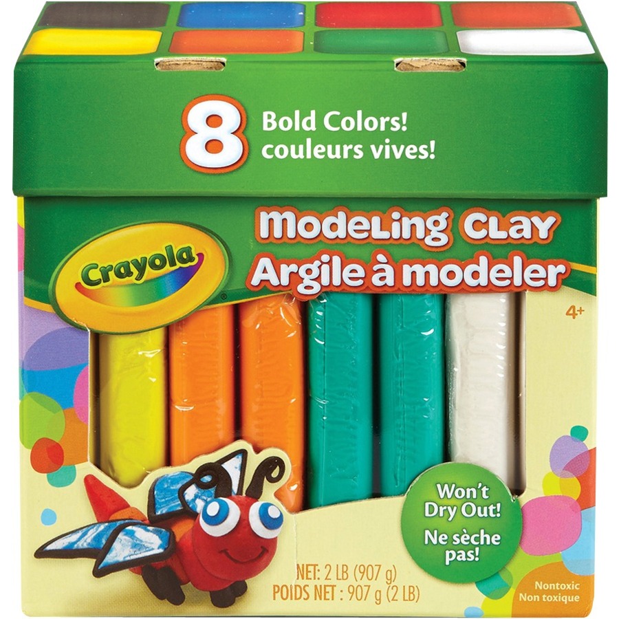 [832597] Argile à modeler Crayola, grand format, 8 batons de 4 oz (rouge, bleu, vert, jaune, brun, noir, orange, blanc)