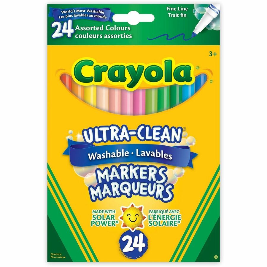 Crayola Washable Markers, Thin Tip (Box of 24)