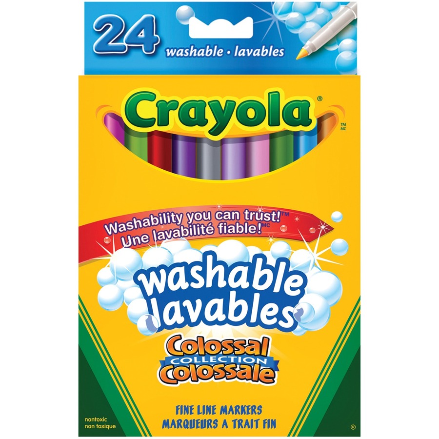 Crayola Washable Markers, Thin Tip (Box of 24)