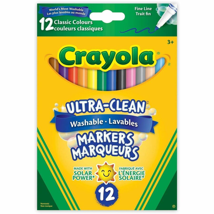 Marqueurs lavables Crayola, Trait fin (Boîte de 12)
